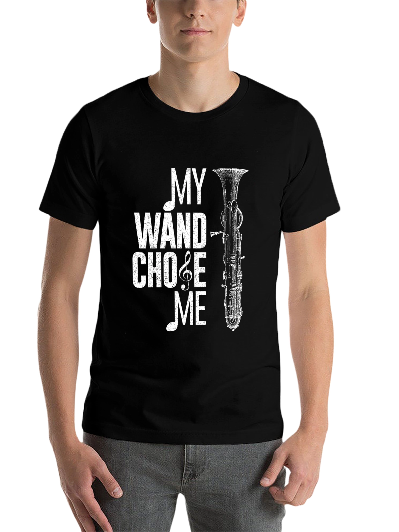Black Bassoon Wand T-Shirt - Music Lover Tee view 7