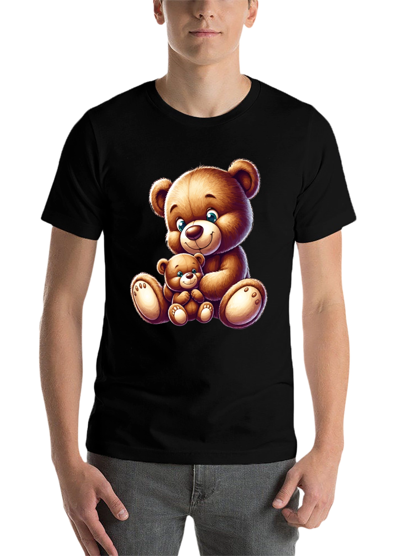 Black Teddy Bear Graphic Tee - Cute Cartoon Design view 7