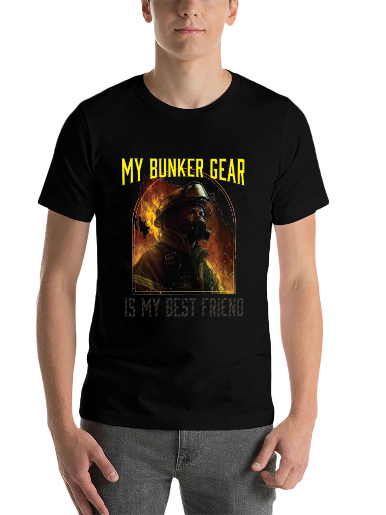 Black Firefighter Bunker Gear T-Shirt view 7