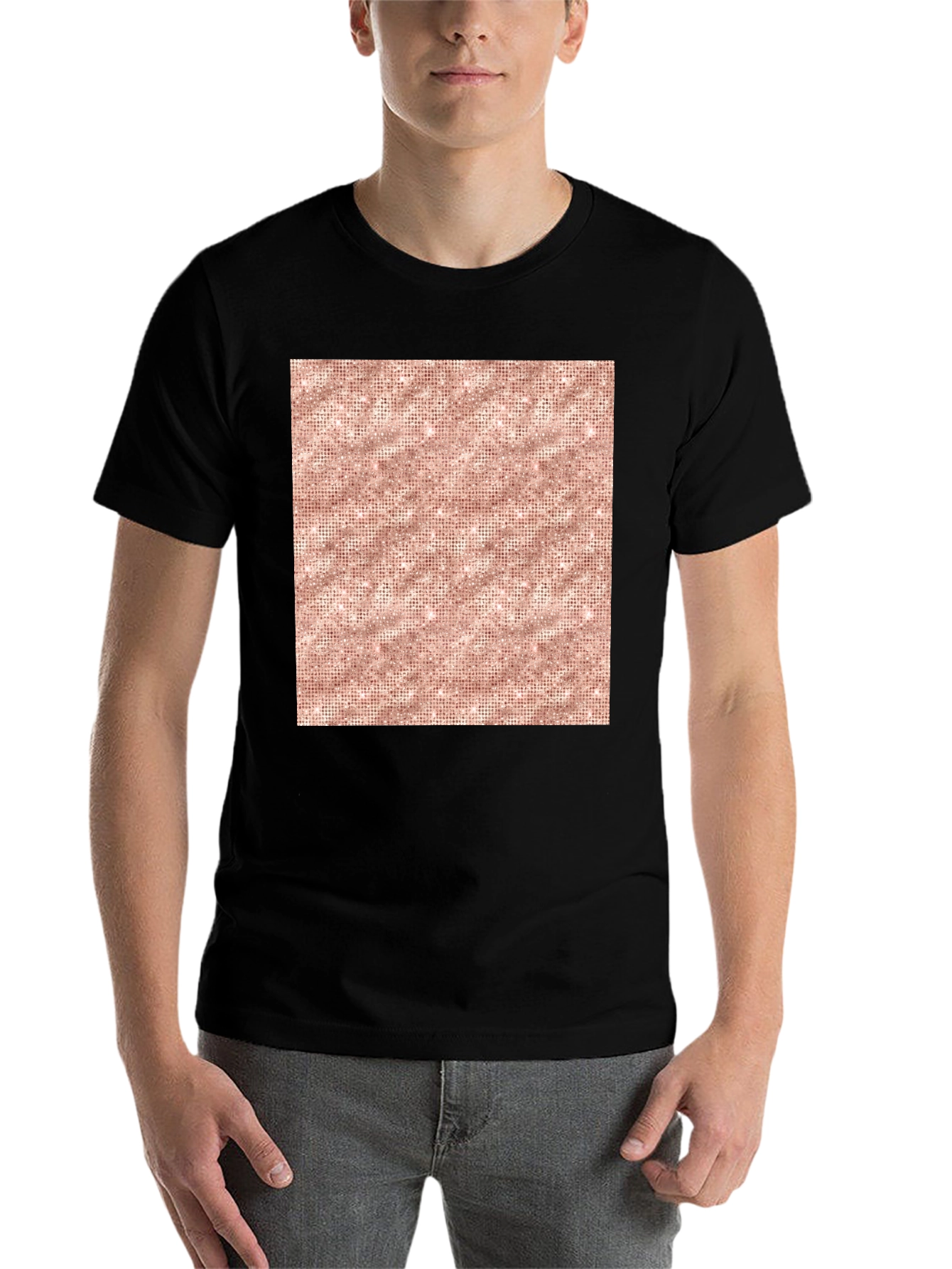 Black Stylish Black Tee with Geometric Print view 7