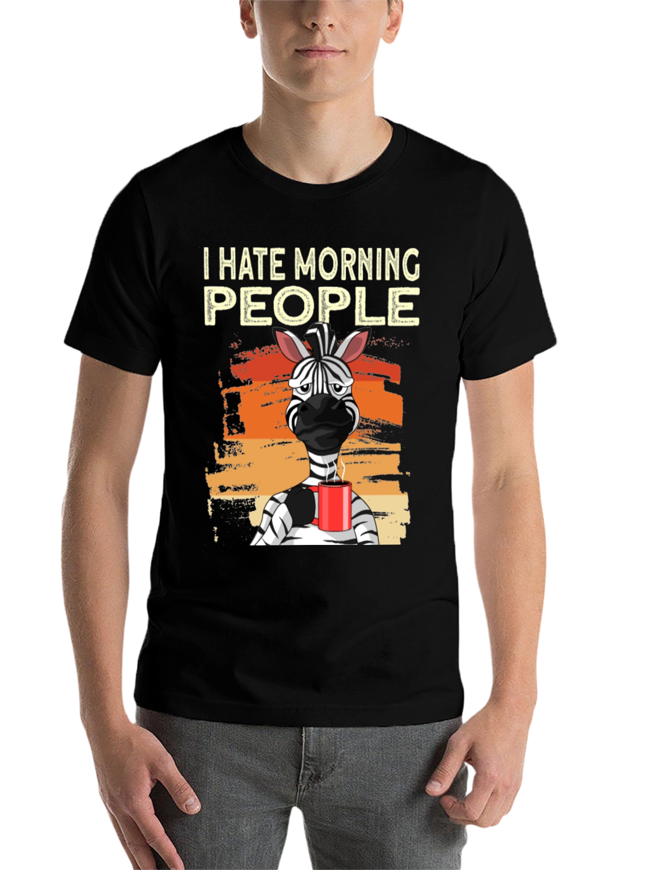 Black I Hate Morning People Zebra Graphic Tee view 7