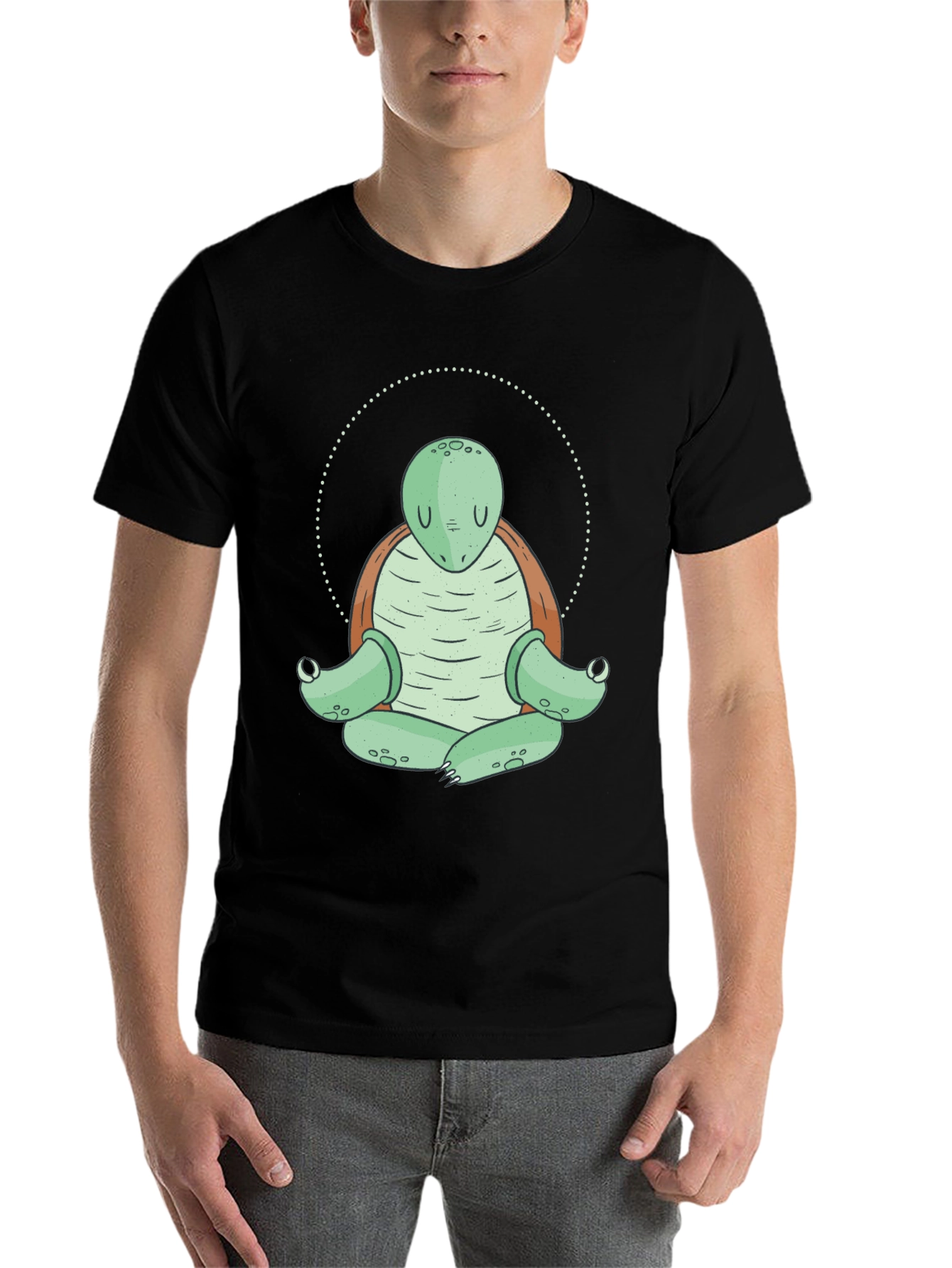 Black Zen Turtle Meditation T-Shirt - Relaxed Fit view 7