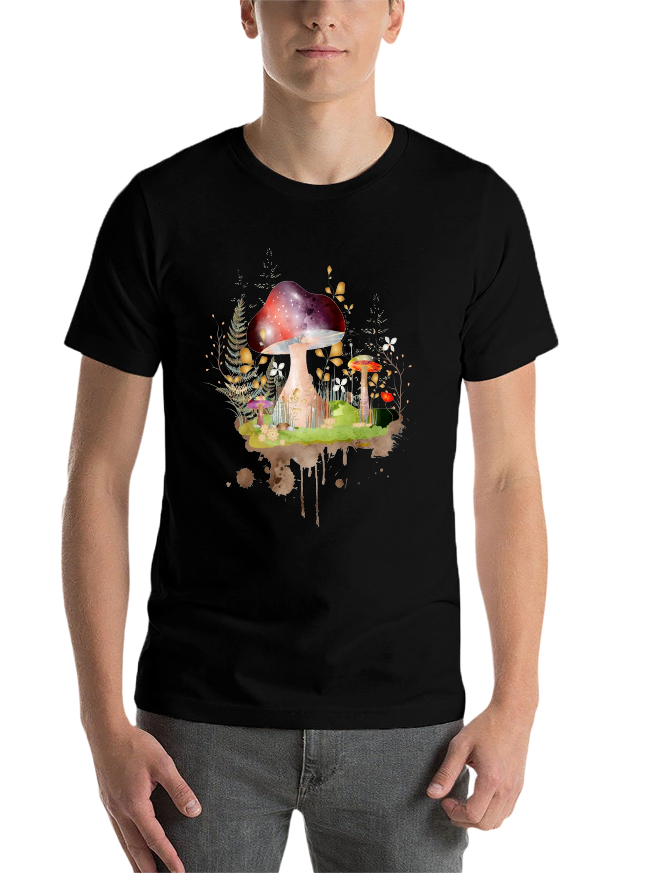 Black Mushroom Forest Graphic Tee - Unisex view 7
