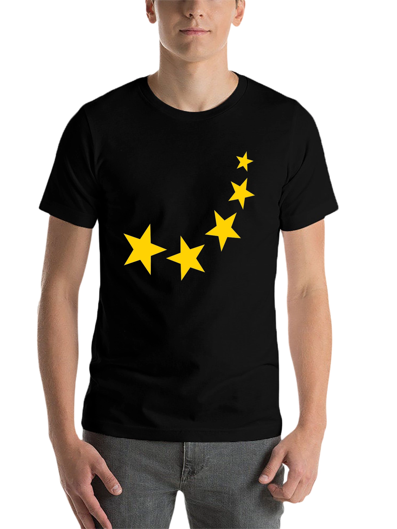Black Starry Night Tee - Graphic Print Crew Neck T-Shirt view 7