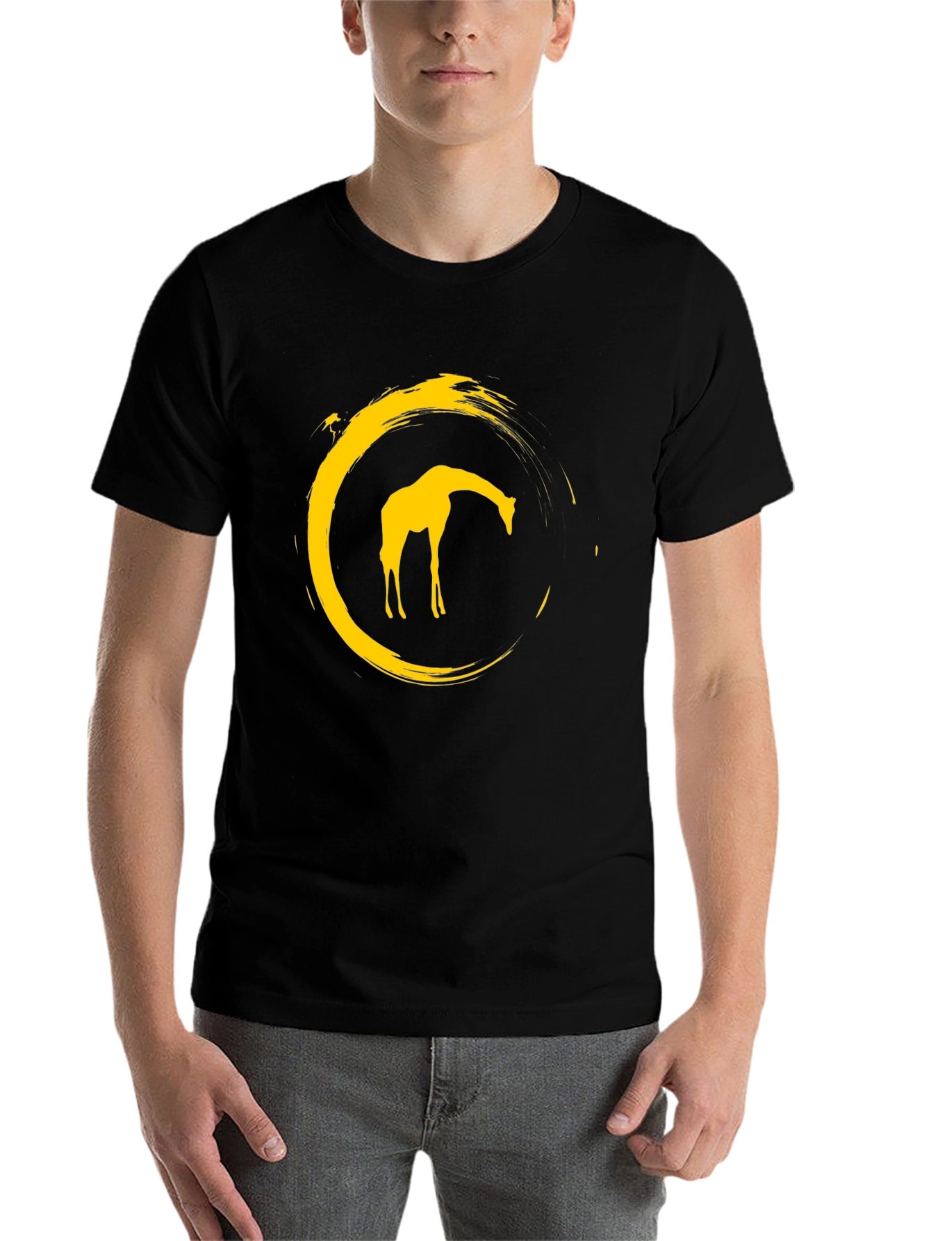 Black Giraffe Circle Graphic Tee - Modern Stylish Design view 7