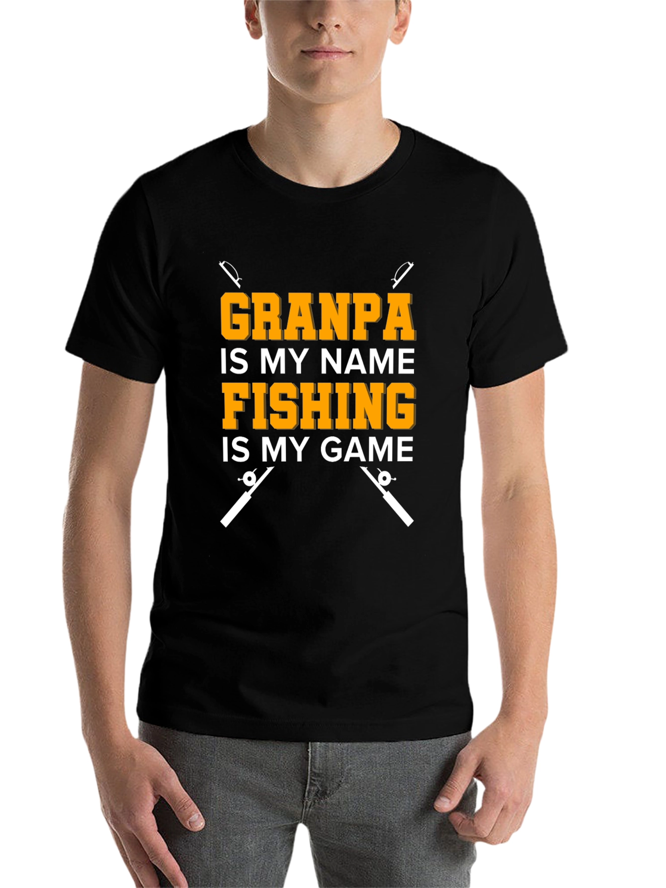 Black Grandpa Fishing T-Shirt - Novelty Fisherman Tee view 7