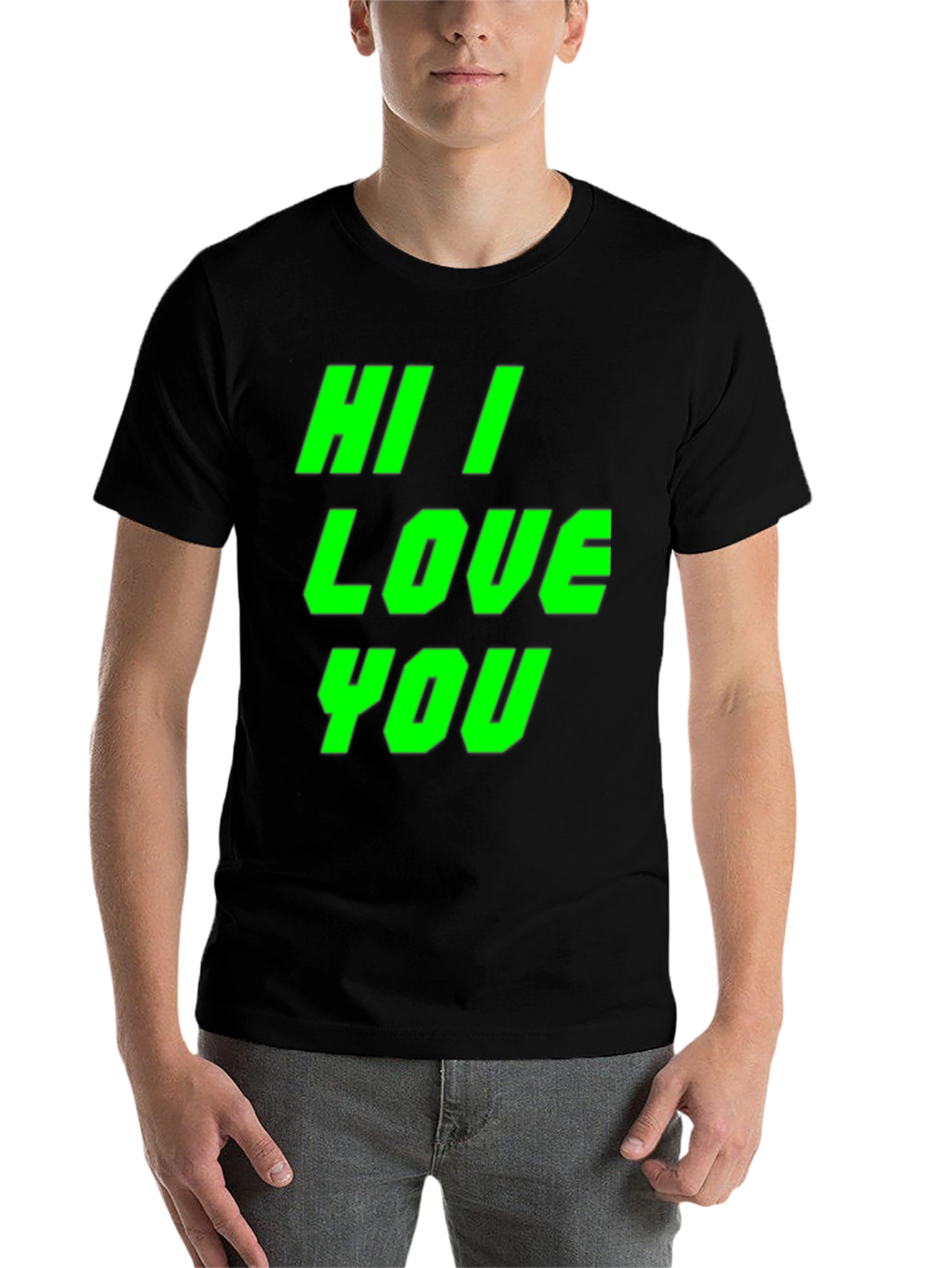 Black Hi I Love You Graphic Tee - Bold Statement Shirt view 7