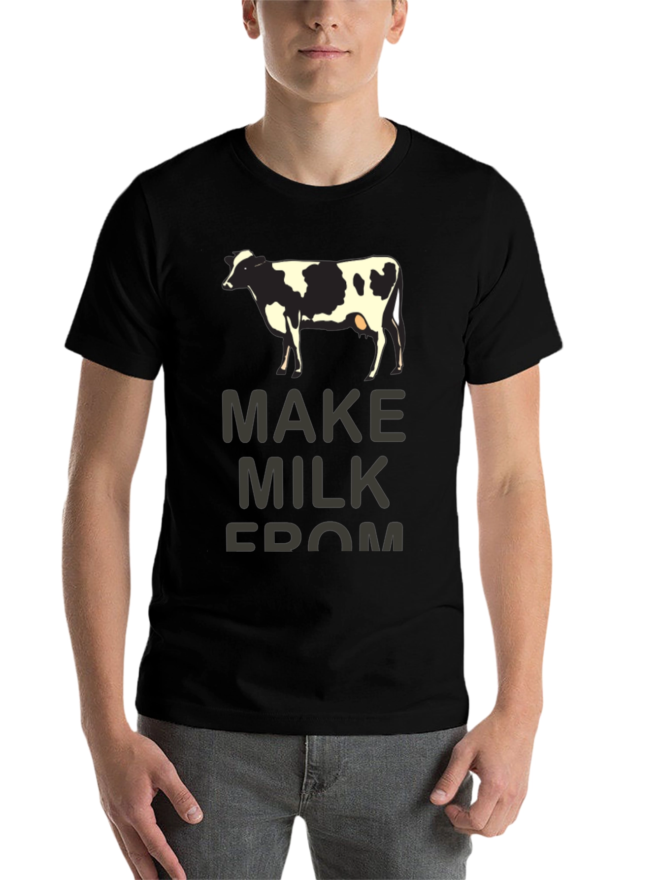 Black Make Milk From Cow T-Shirt - Humorous Graphic Tee view 7