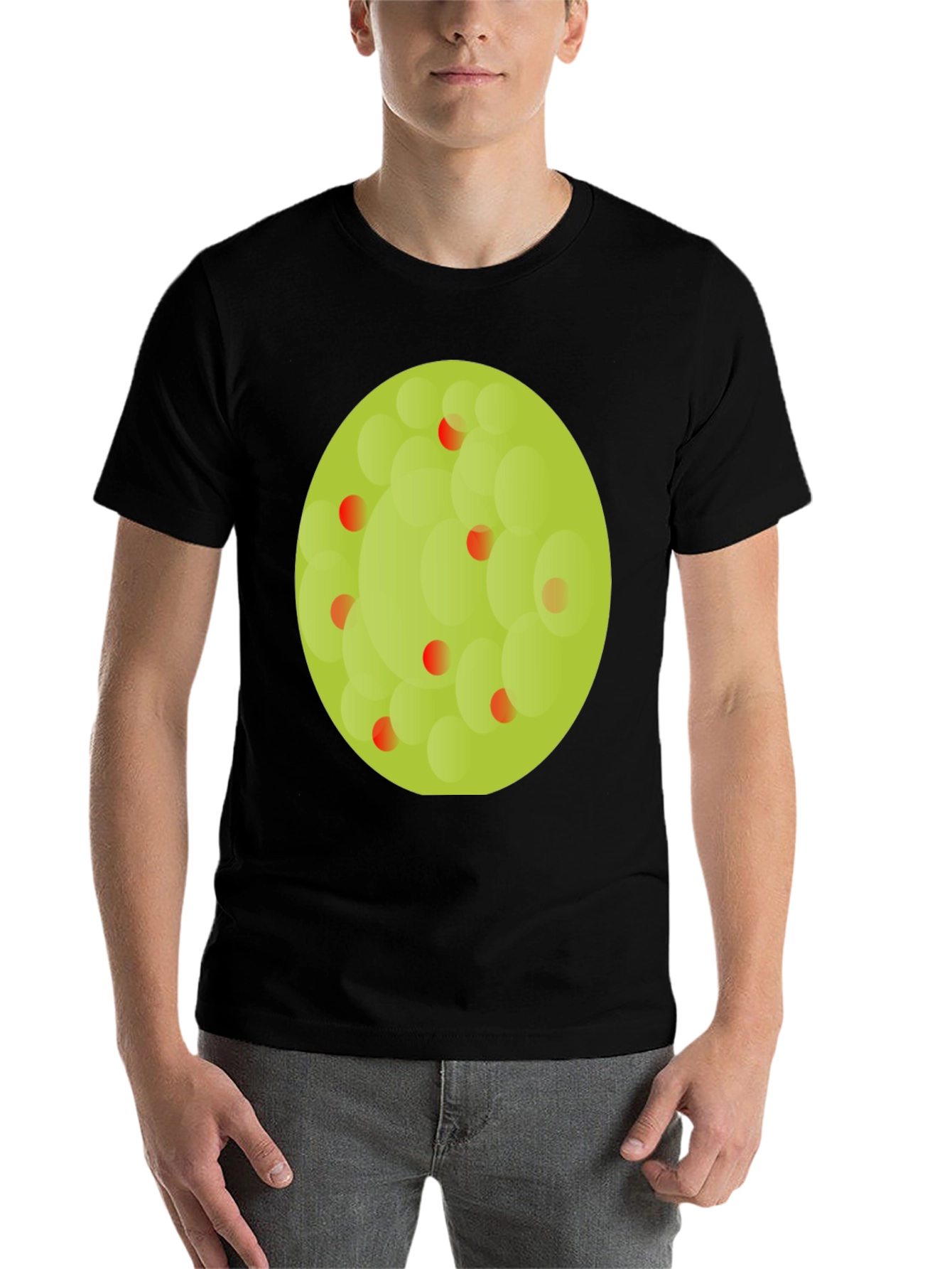 Black Black T-Shirt with Abstract Green Circle Graphic view 7