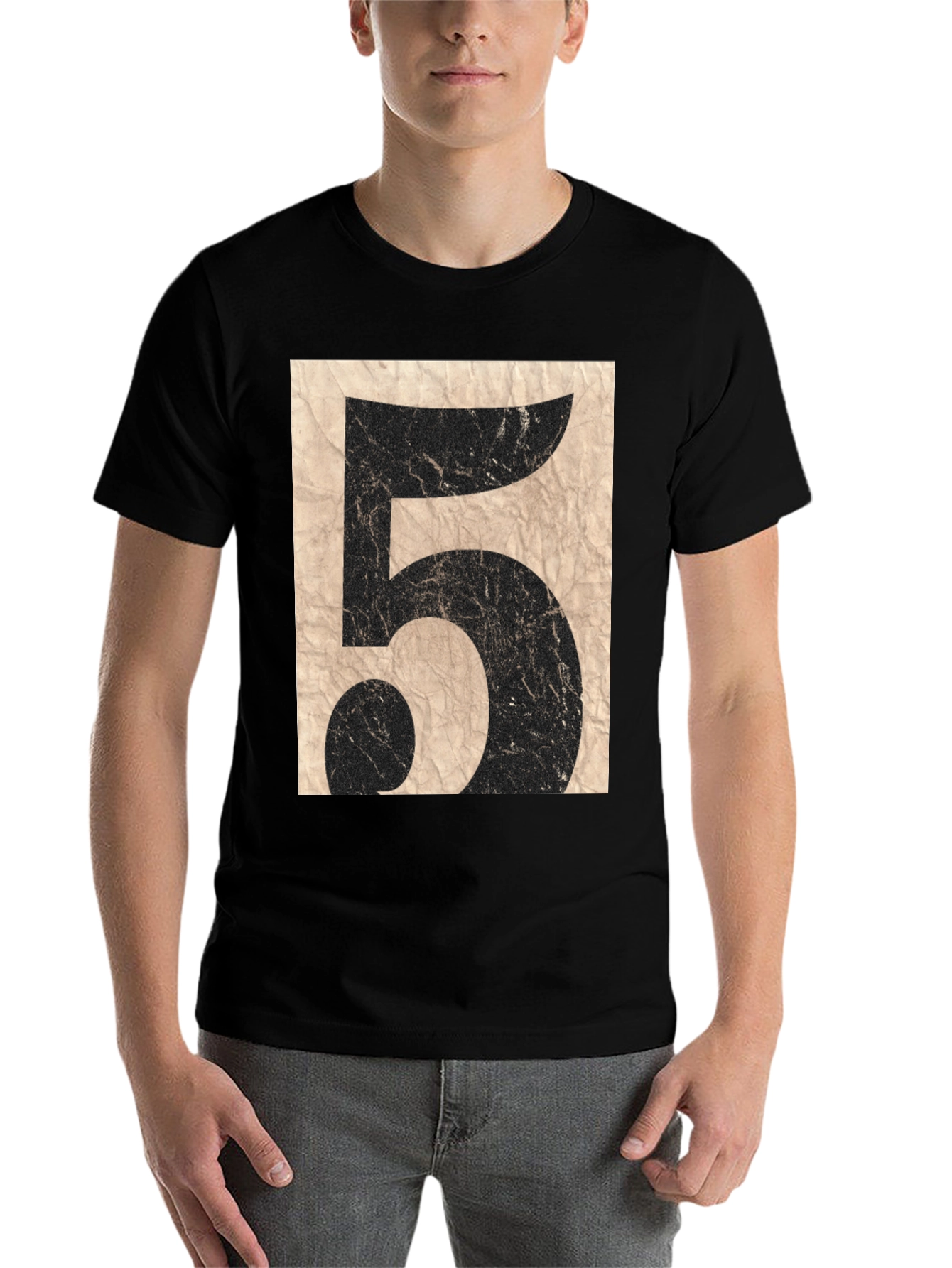 Black Vintage Number 5 Graphic T-Shirt view 7