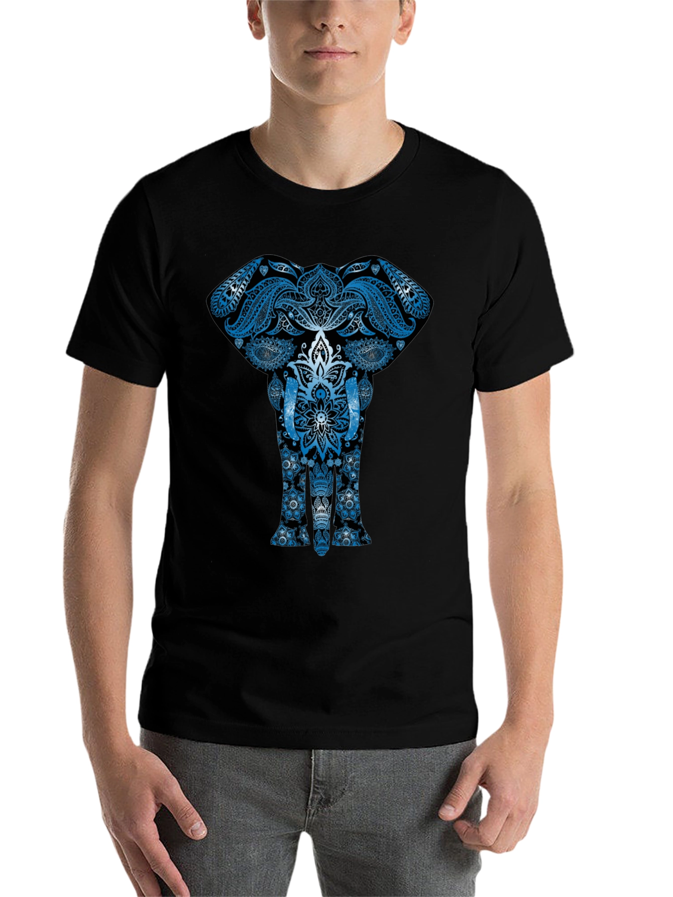 Black Elephant Mandala Graphic Tee - Unique Design view 7