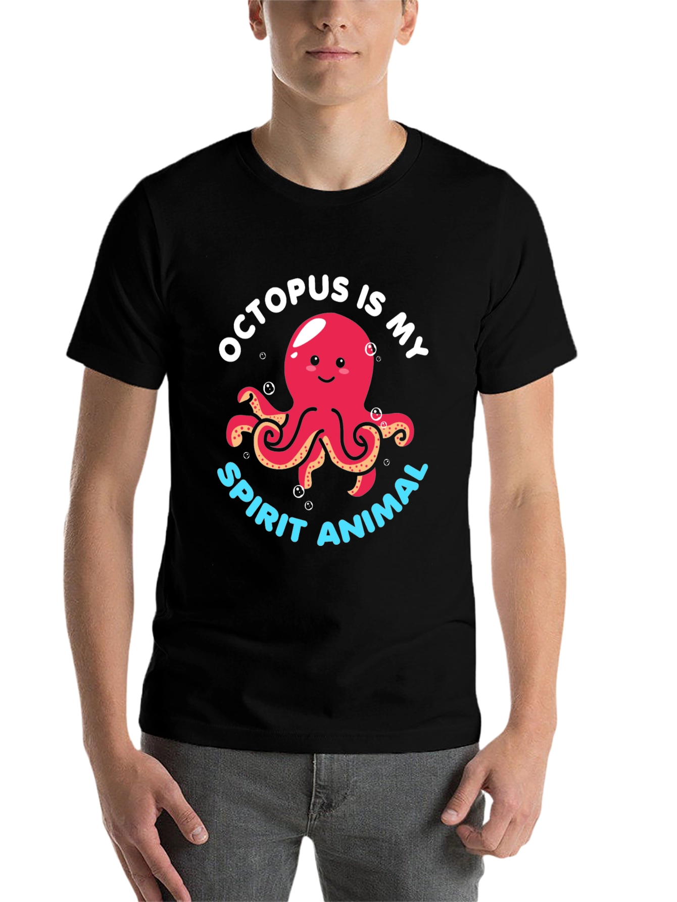 Black Octopus Spirit Animal Graphic Tee - Black view 7