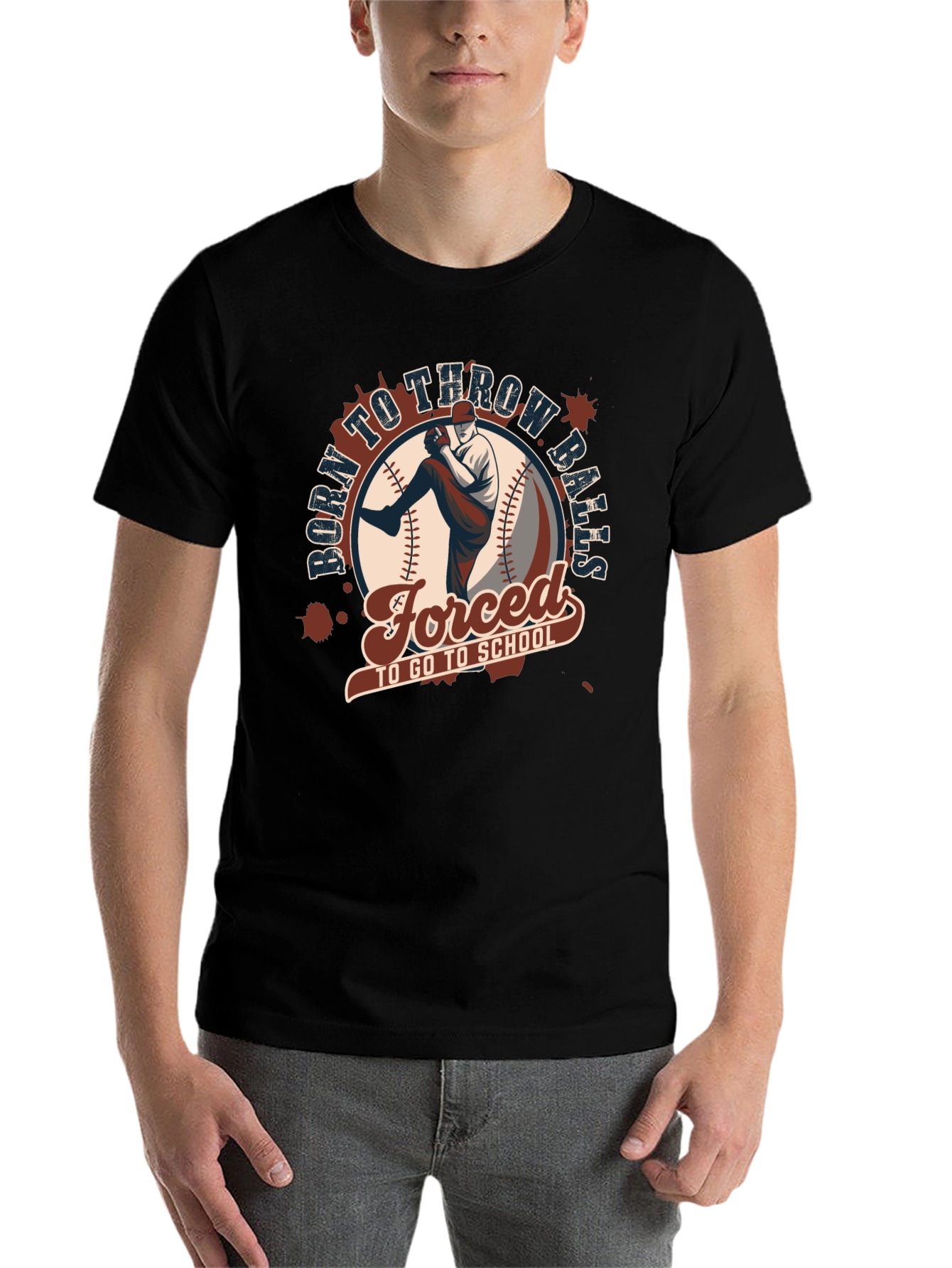 Black Born To Throw Balls T-Shirt view 7