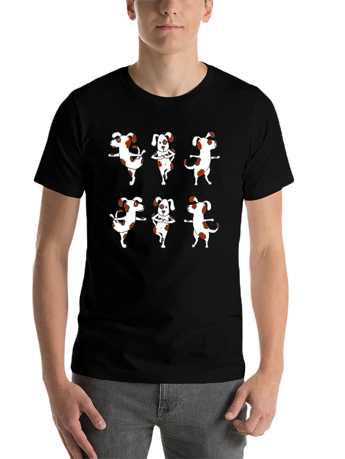 Black Yoga Dog Graphic Tee - Black Cotton T-Shirt view 7