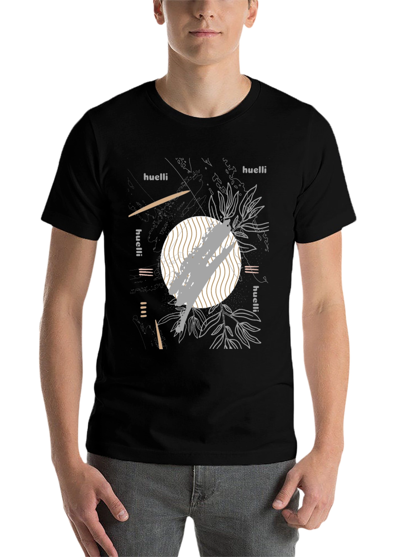 Black Abstract Graphic Tee - Modern Art T-Shirt view 7