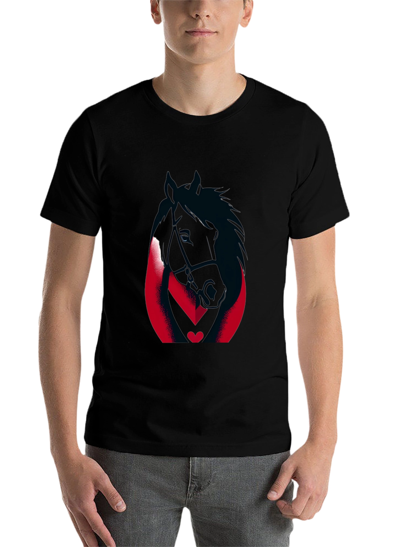 Black Horse Graphic Tee - Black Cotton Blend view 7