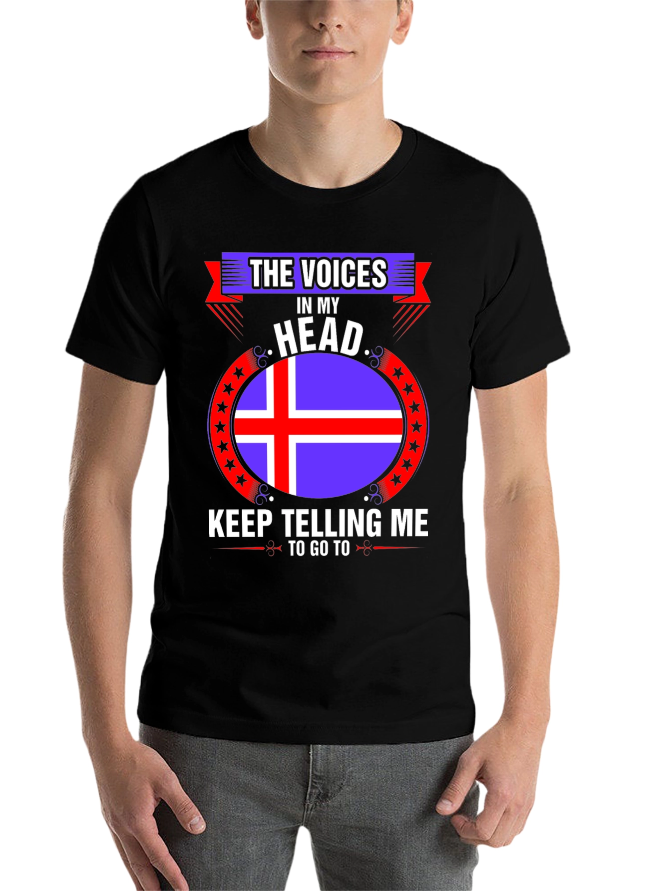 Black Iceland Flag T-Shirt - "The Voices In My Head" view 7