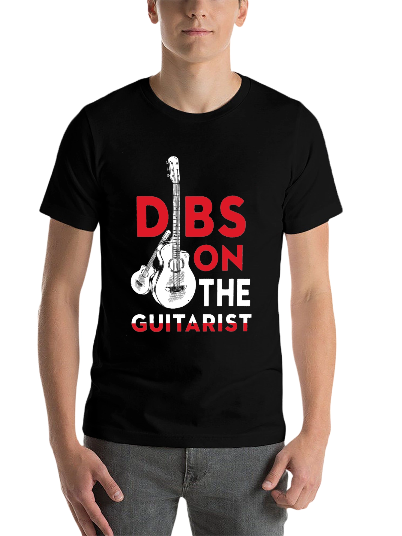 Black Dibs on the Guitarist Graphic Tee - Music Lover T-Shirt view 7