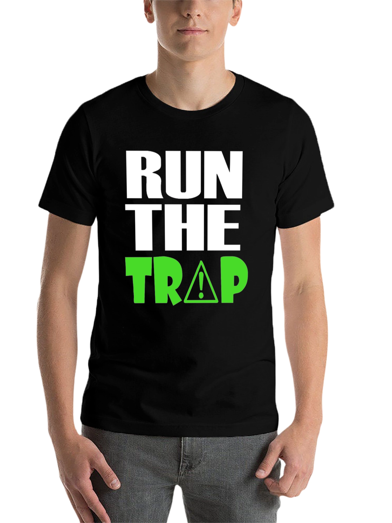 Black Run the Trap Black Graphic T-Shirt view 7