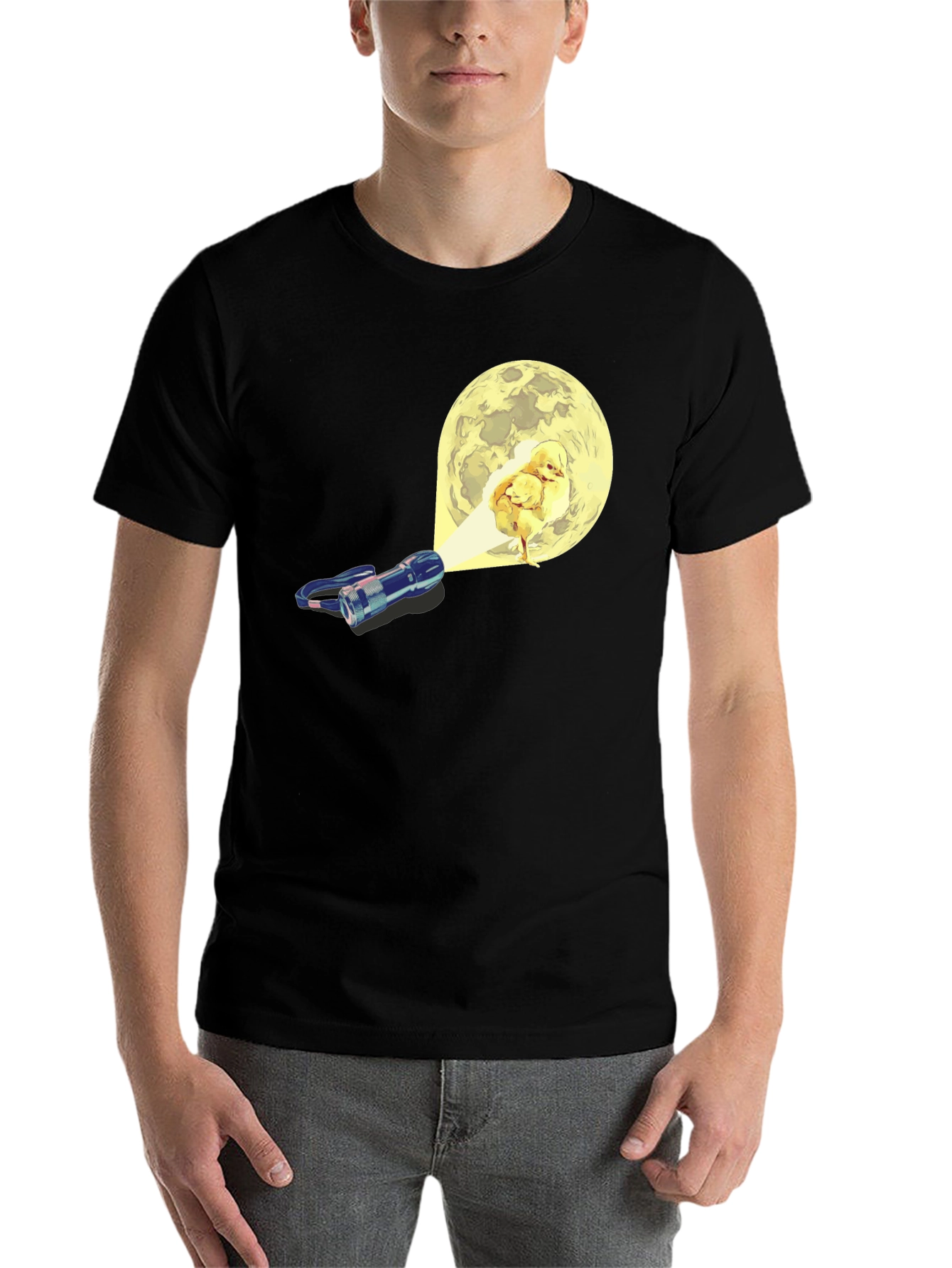Black Funny Chick Moon T-Shirt view 7
