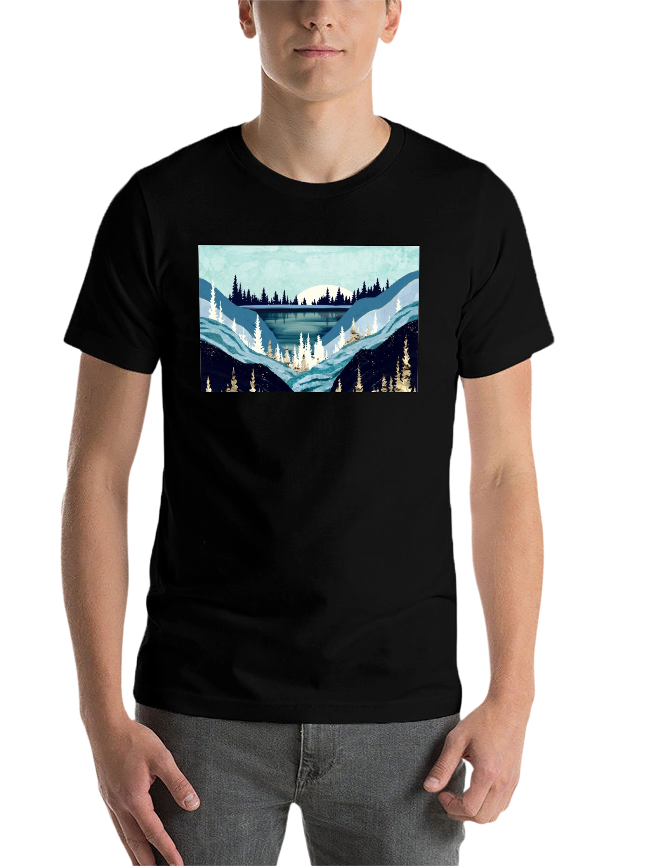 Black Nature Scene Graphic Tee - Black view 7