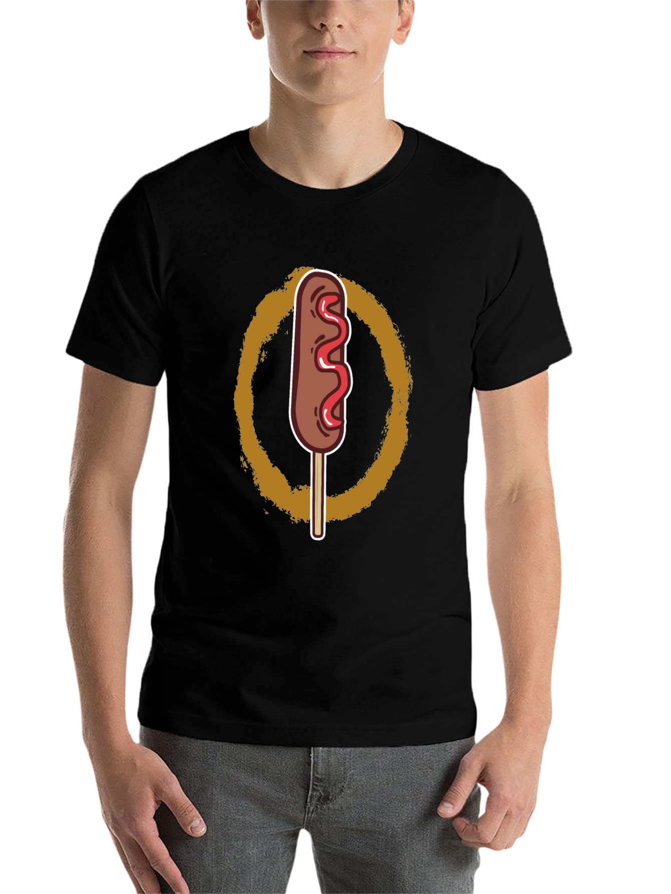 Black Corn Dog Graphic Tee - Fun Novelty T-Shirt view 7