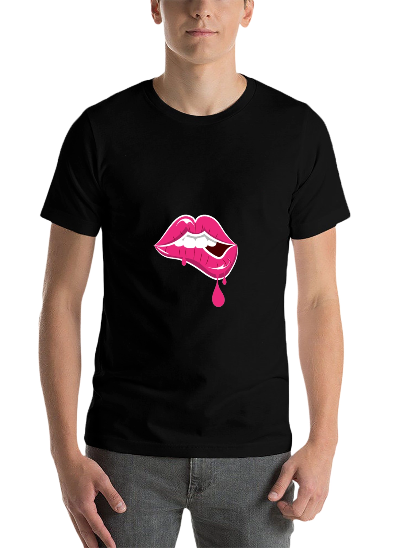 Black Lip Bite Graphic Tee - Black T-Shirt view 7