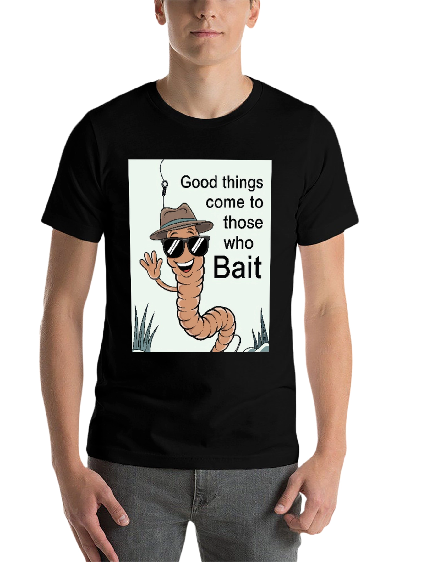 Black Good Things Come to Those Who Bait T-Shirt view 7