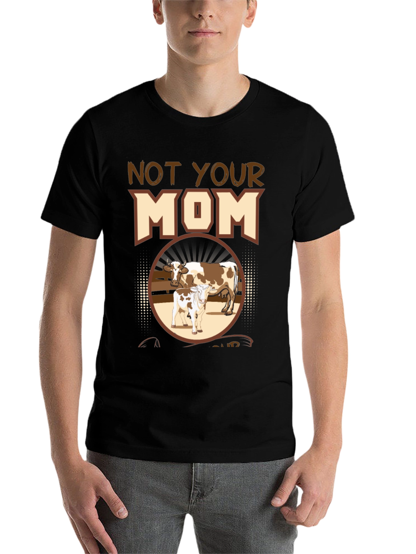 Black Not Your Mom T-Shirt - Cow Graphic Tee view 7