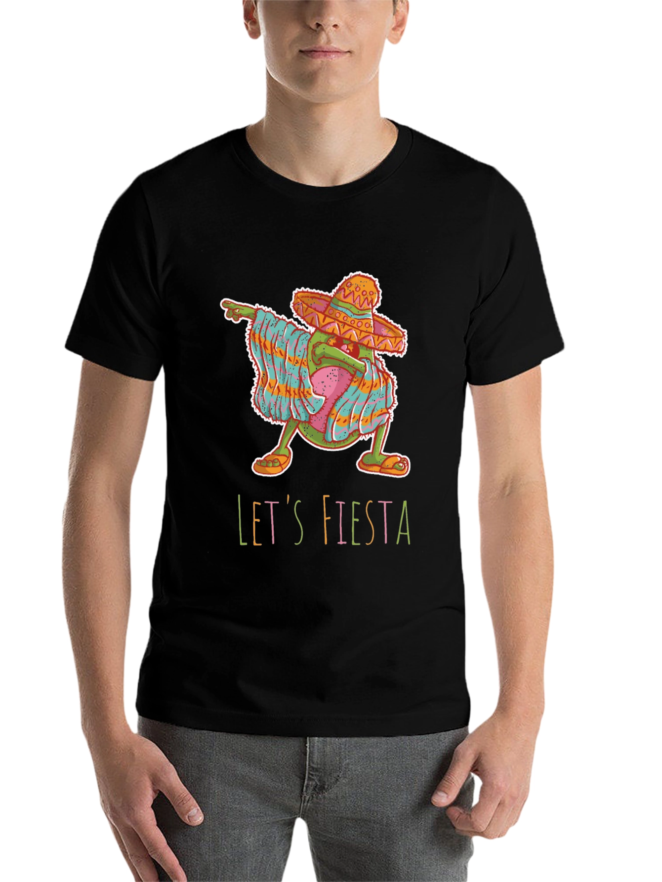 Black Let's Fiesta Avocado Graphic T-Shirt view 7