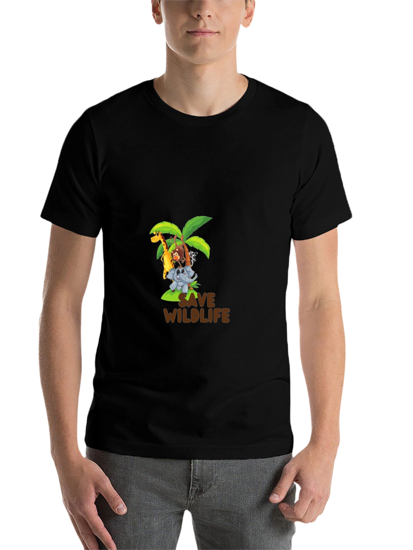 Black Save Wildlife Graphic Tee - Black Cotton Blend view 7