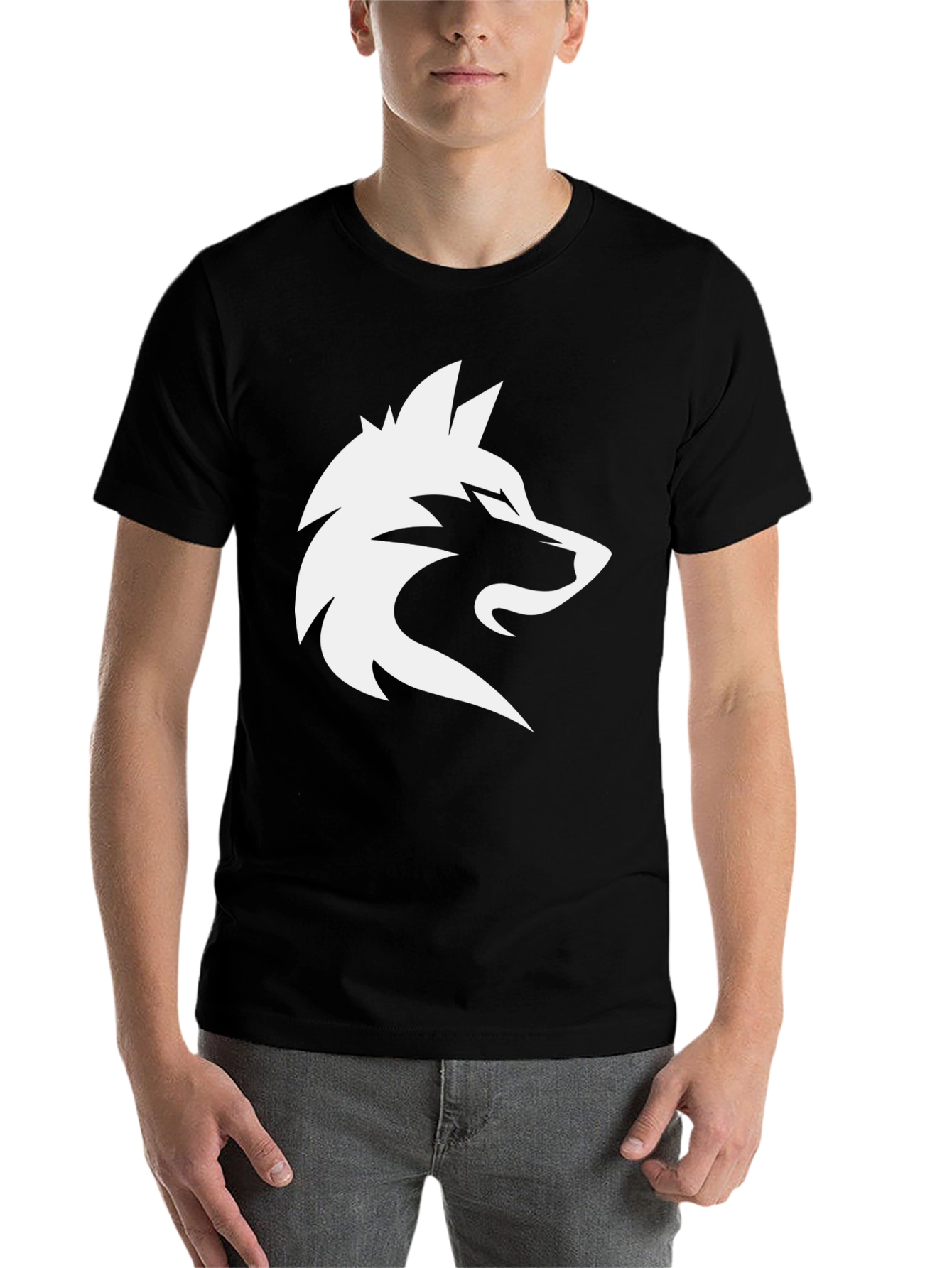 Black Black Wolf Logo T-Shirt - Men's Graphic Tee view 7