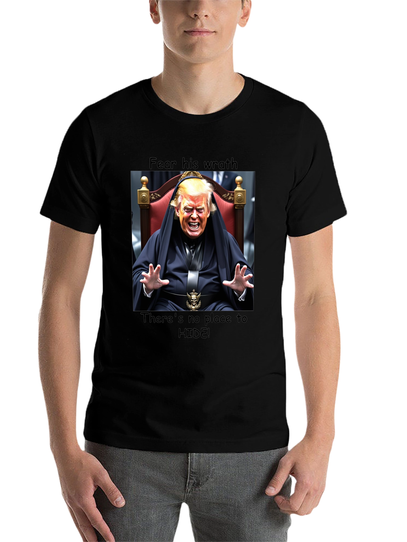 Black Fear His Wrath Trump T-Shirt view 7