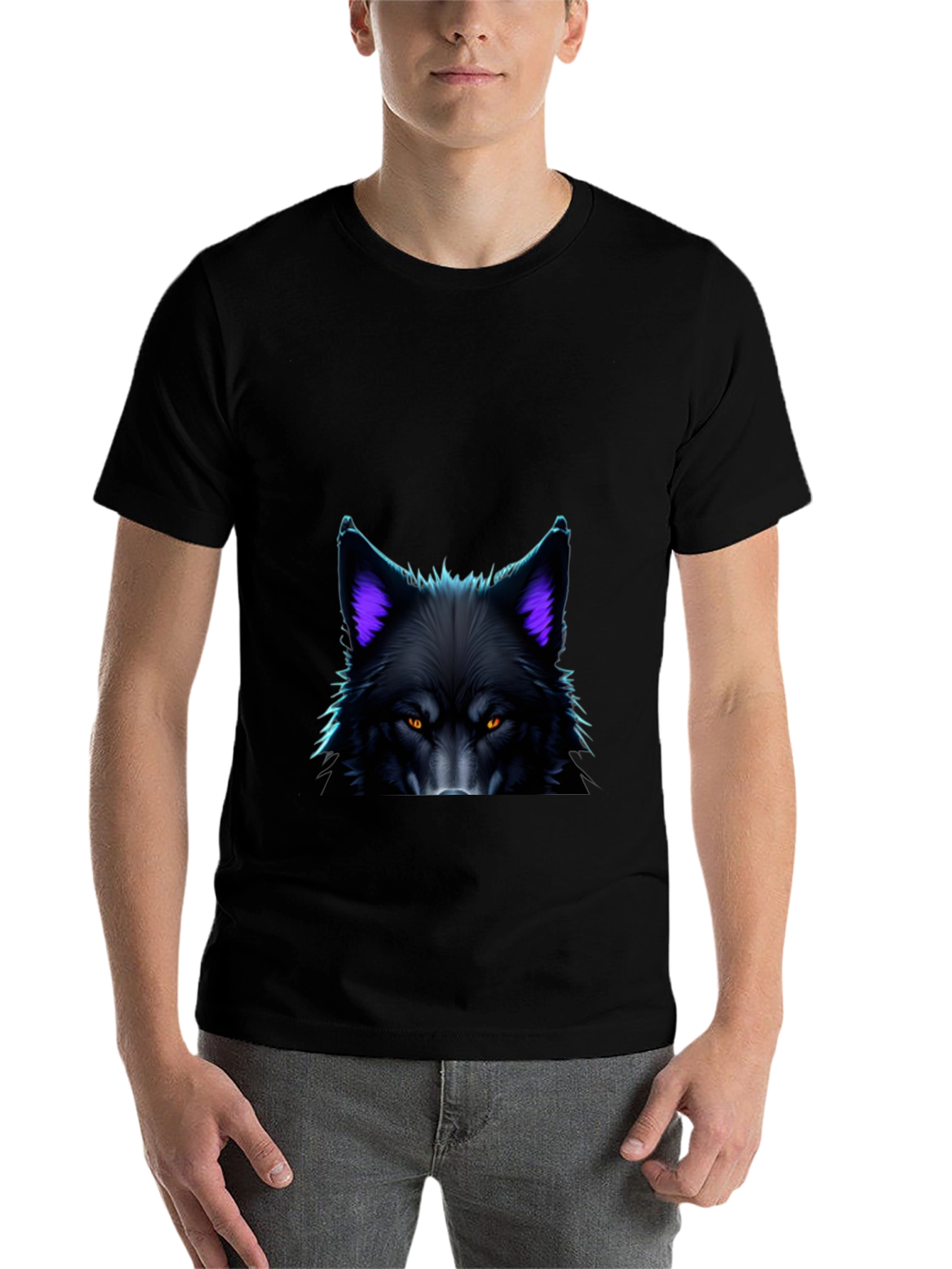 Black Black Wolf Graphic Tee - Bold Animal Design view 7