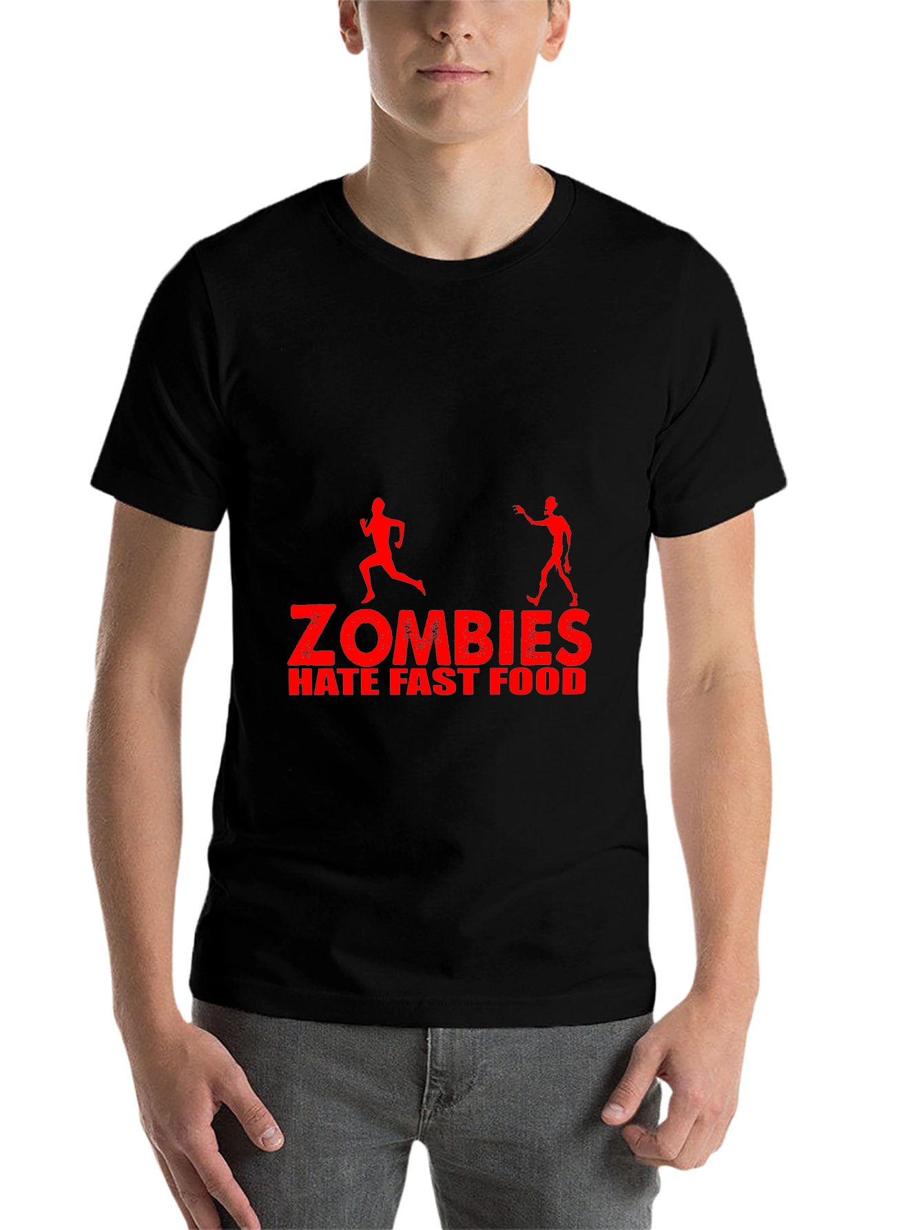 Black Zombies Hate Fast Food Graphic T-Shirt view 7