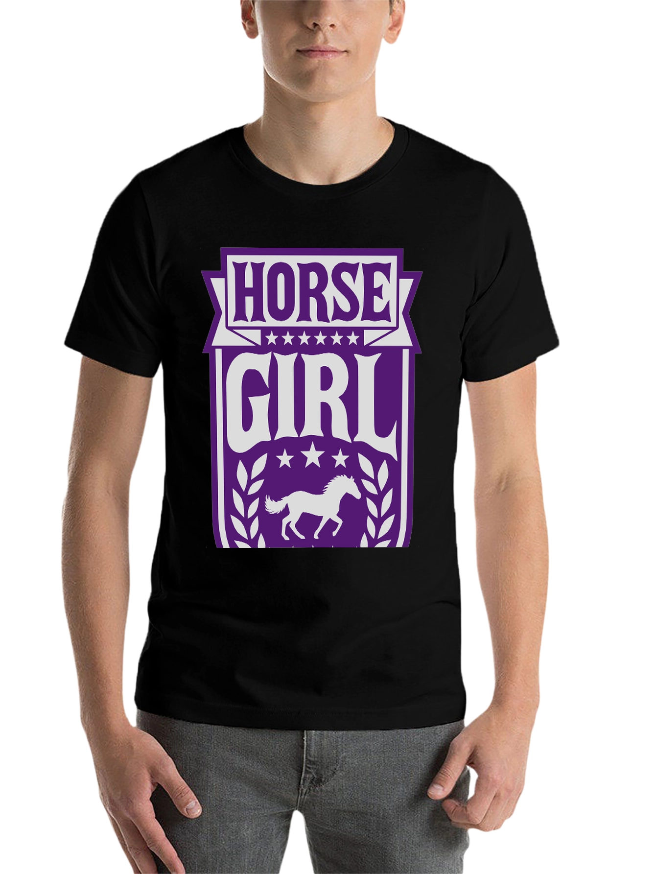 Black Horse Girl Graphic Tee - Equestrian T-Shirt view 7