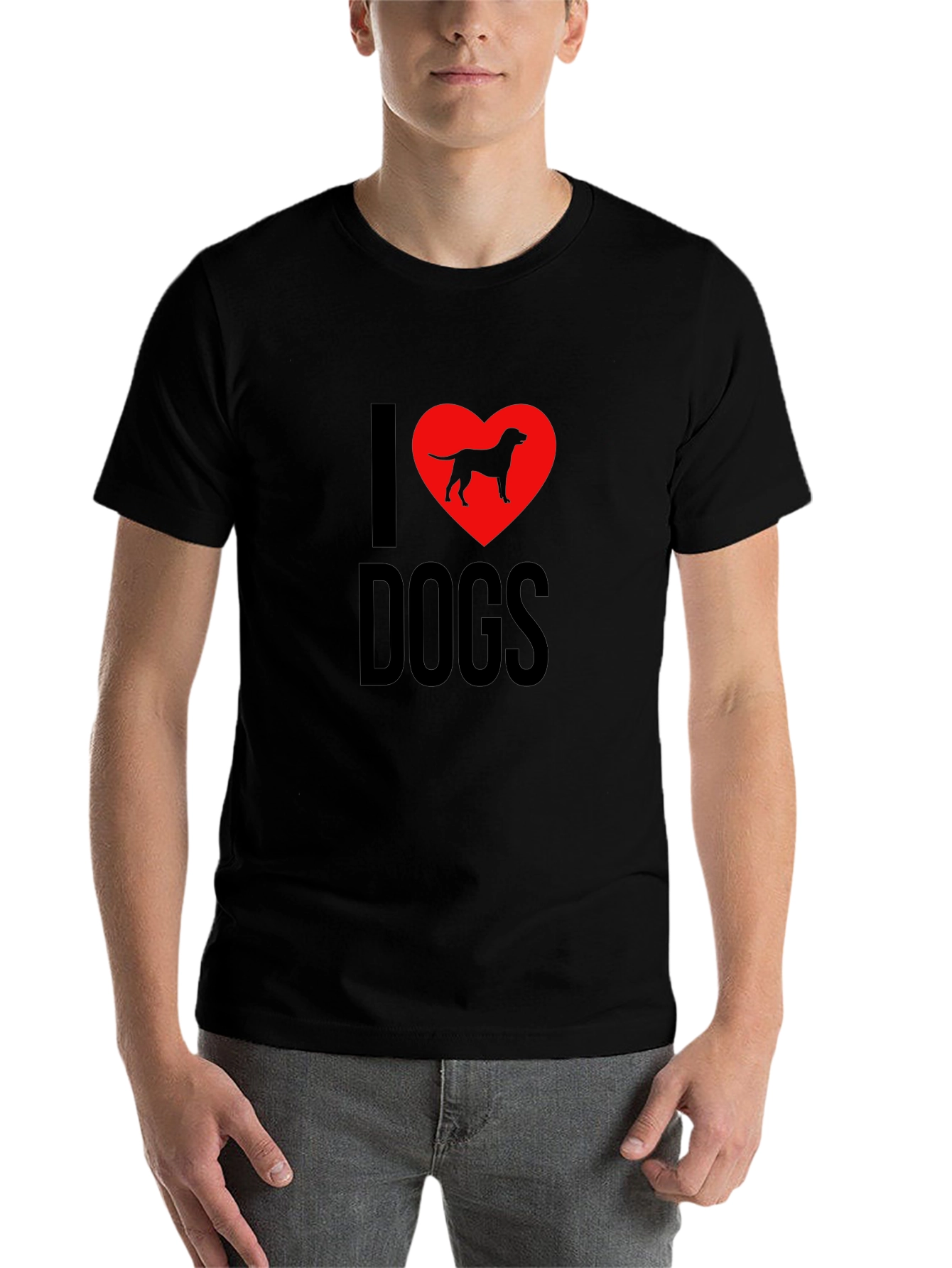 Black I Love Dogs T-Shirt - Dog Breed Heart Design view 7