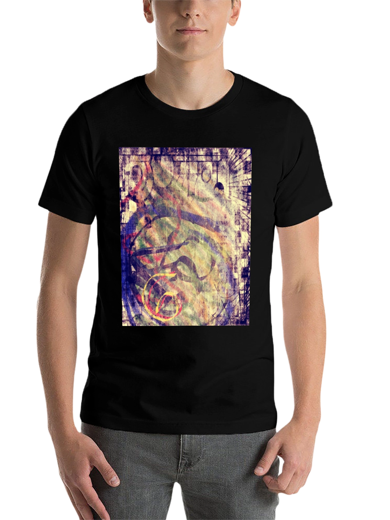 Black Abstract Graphic Print Black T-Shirt view 7