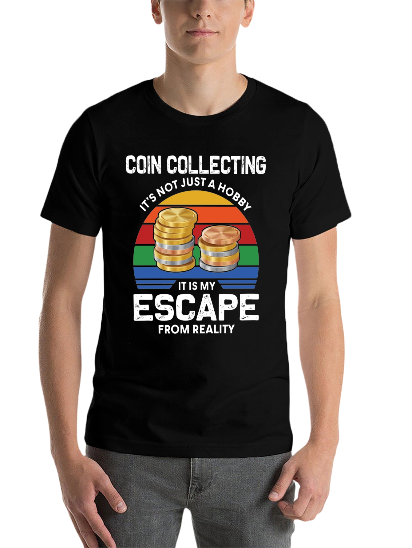 Black Coin Collecting Hobby T-Shirt view 7