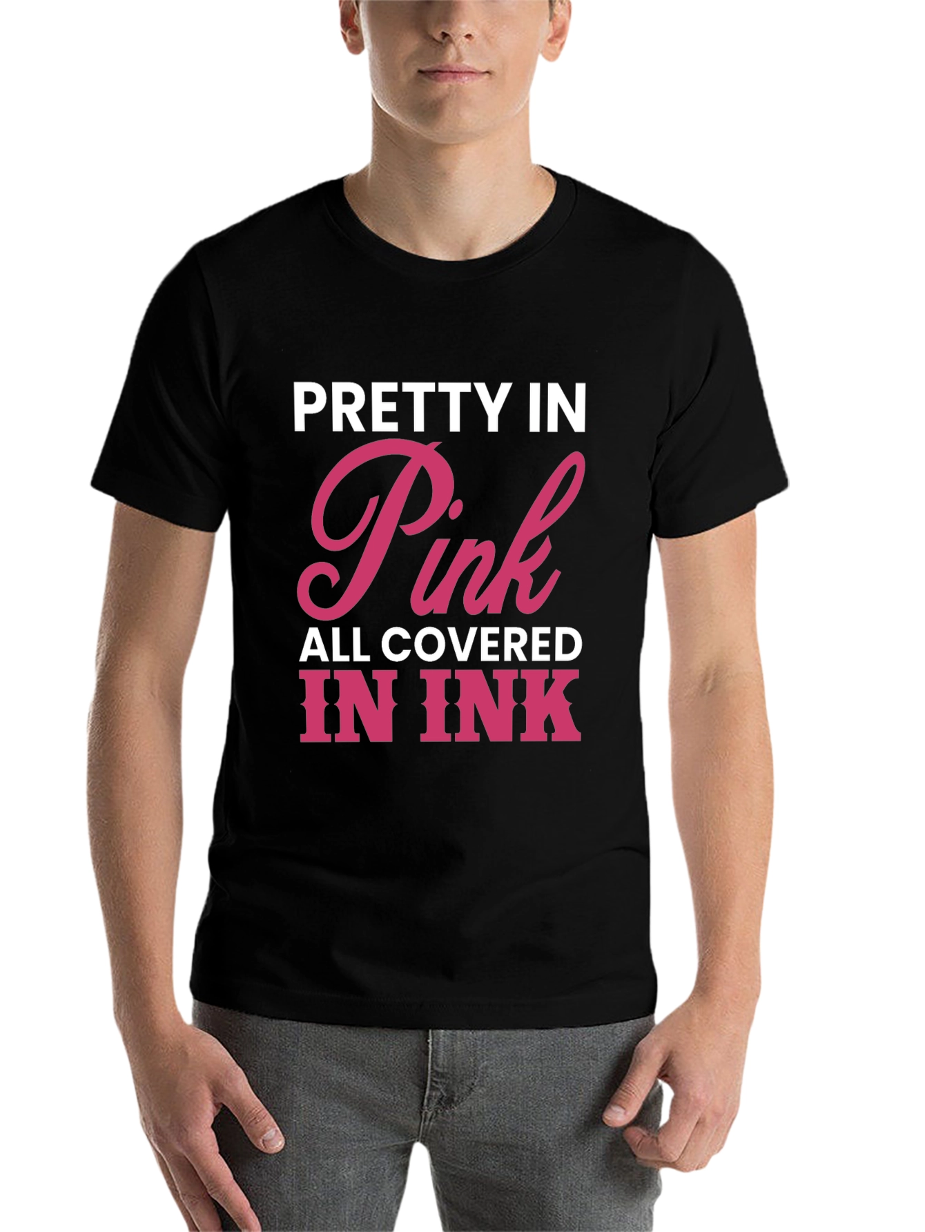 Black Pretty In Pink Tattoo Lover Tee view 7