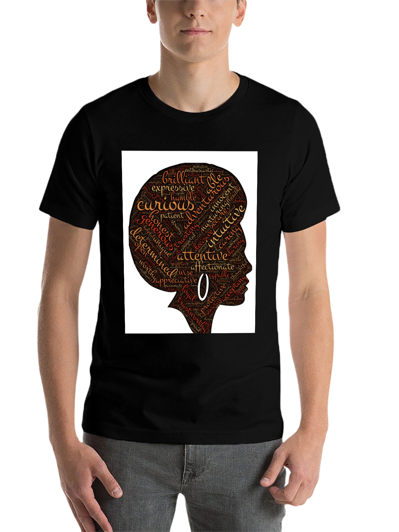 Black Empowered Woman Word Art T-Shirt view 7