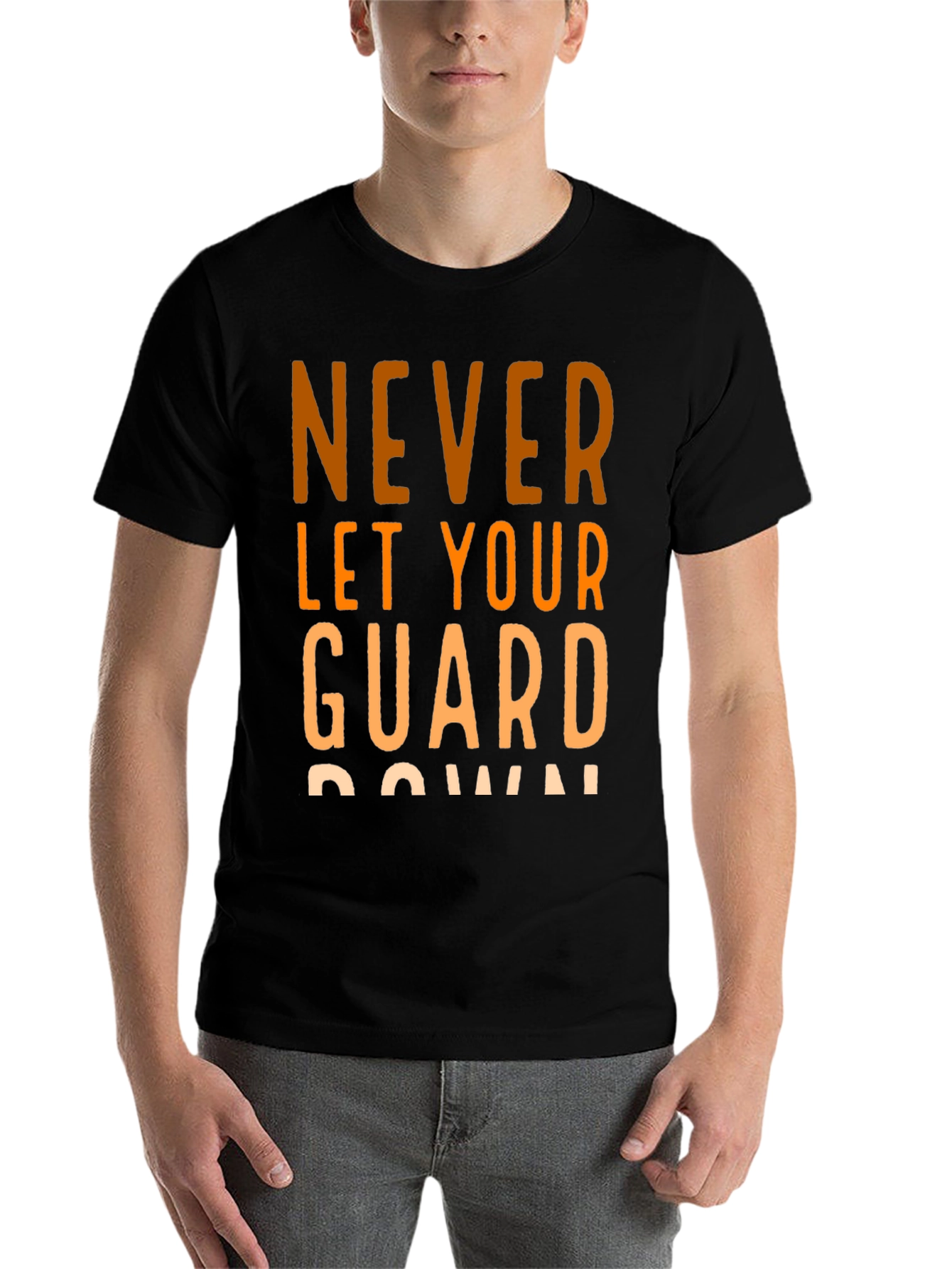 Black Never Let Your Guard Down Black Graphic Tee view 7