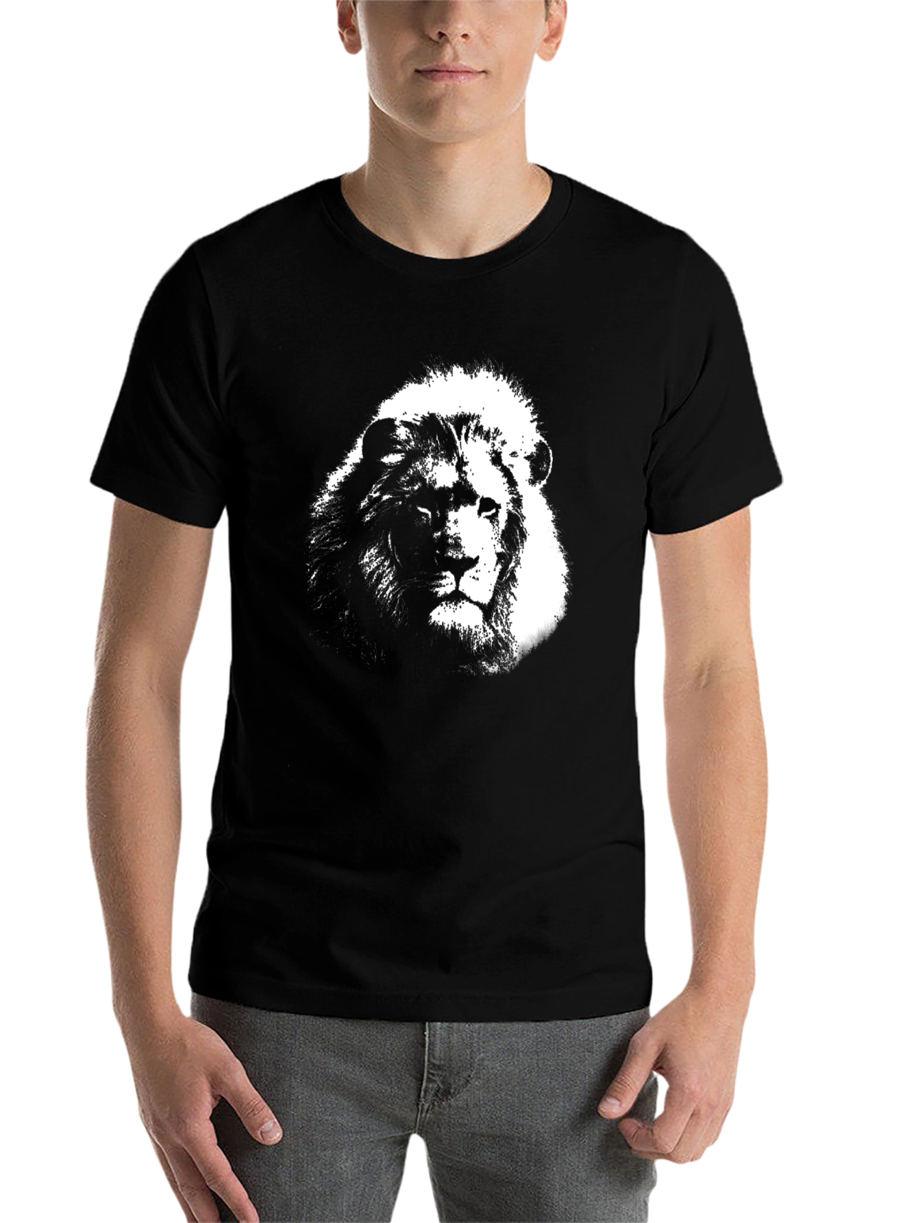 Black Lion Graphic Black Tee - Bold Statement Shirt view 7