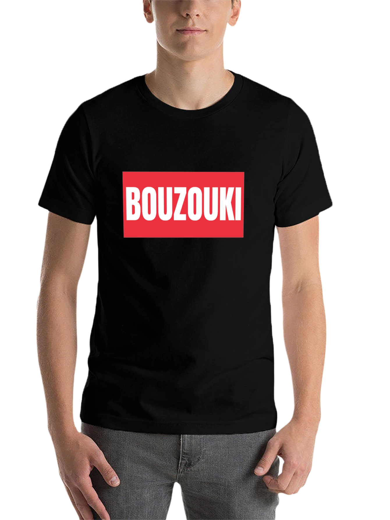 Black Bouzouki T-Shirt - Black Cotton Tee view 7