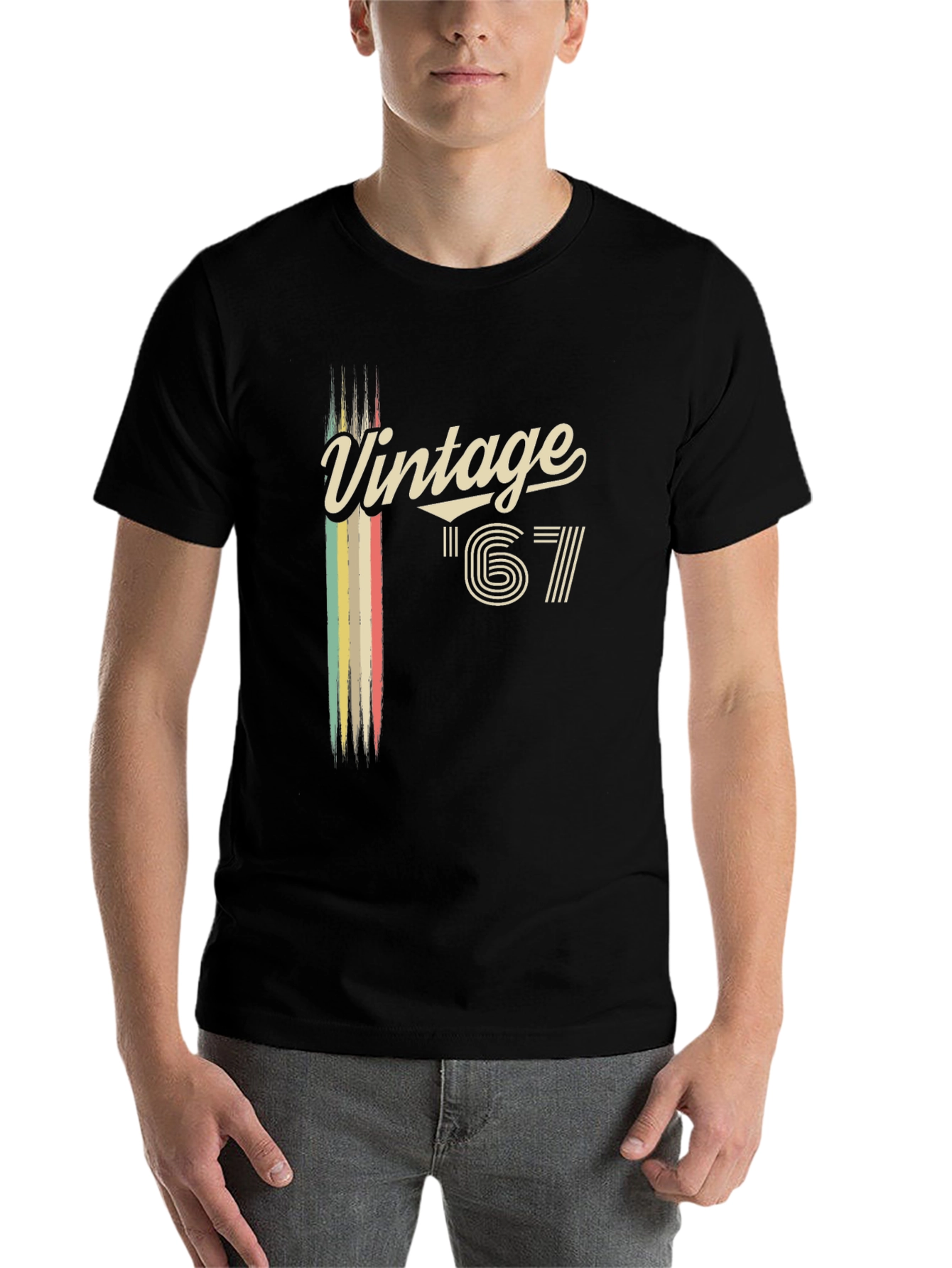 Black Vintage '67 Retro Graphic Tee - Classic Style view 7