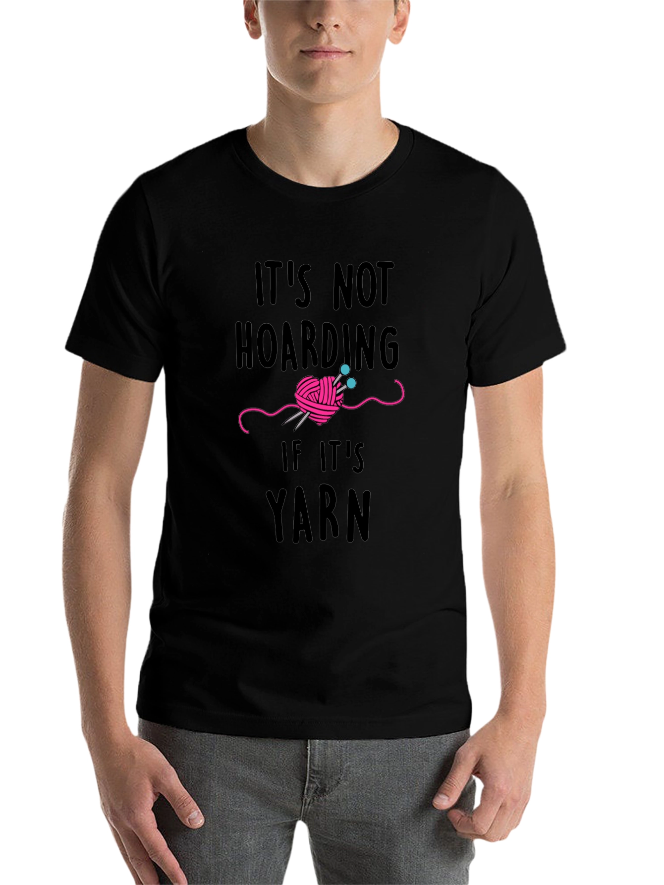 Black Yarn Lover T-Shirt - It's Not Hoarding view 7