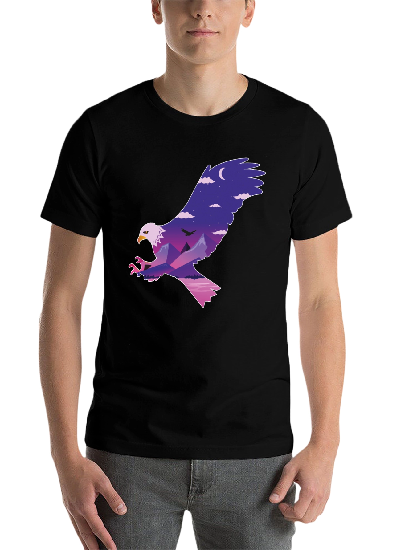 Black Eagle Mountainscape Graphic T-Shirt view 7