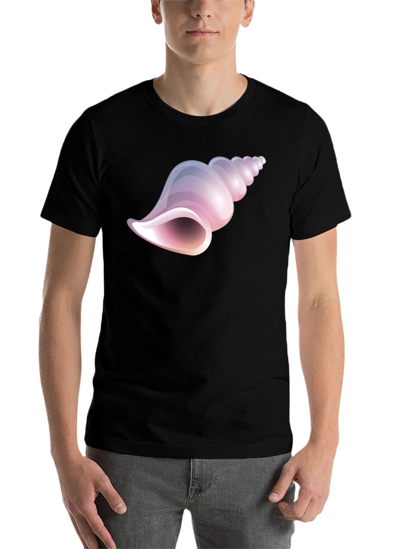 Black Shell Graphic Tee - Casual Black T-Shirt view 7