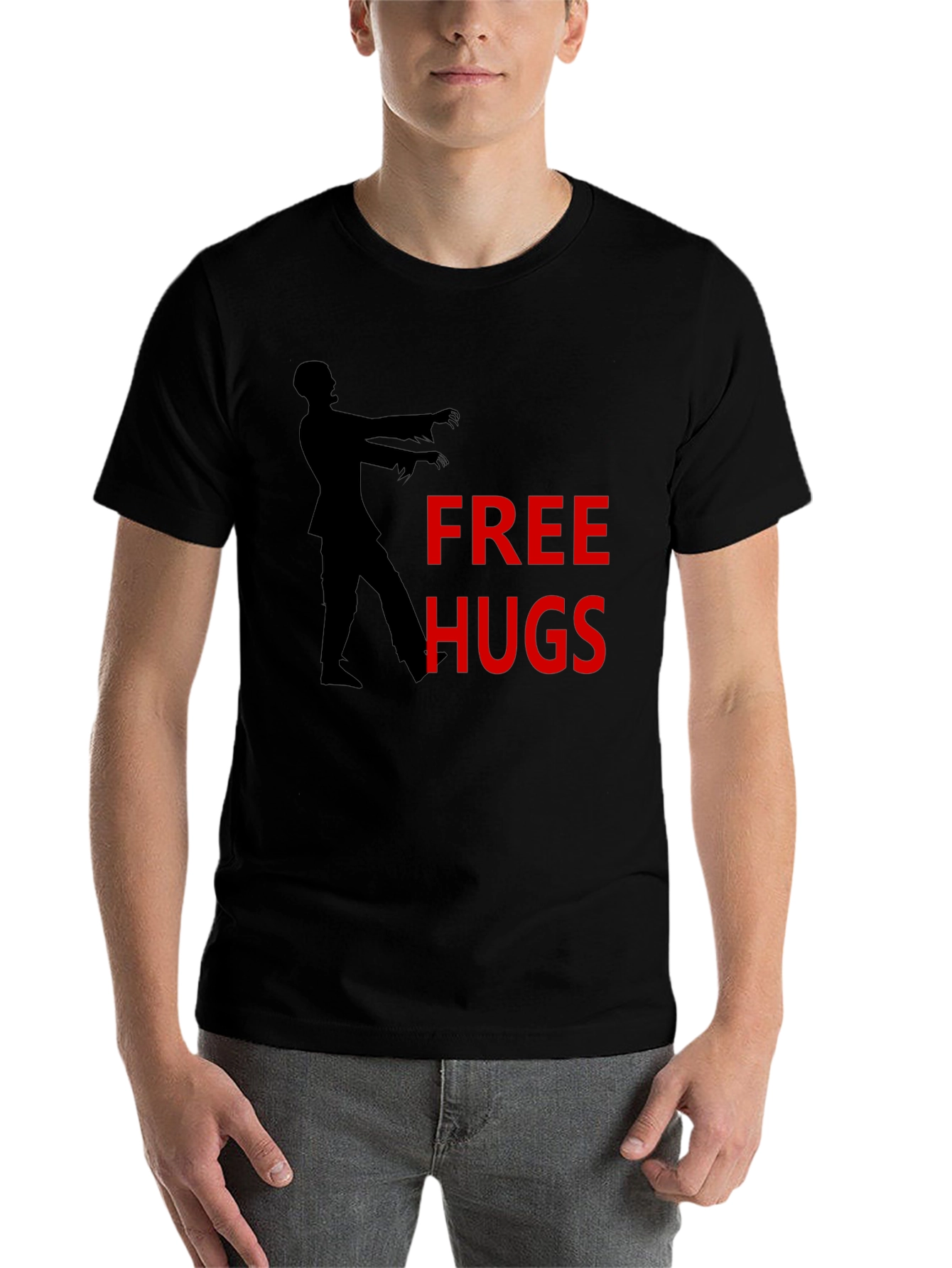Black Free Hugs Zombie Graphic T-Shirt view 7