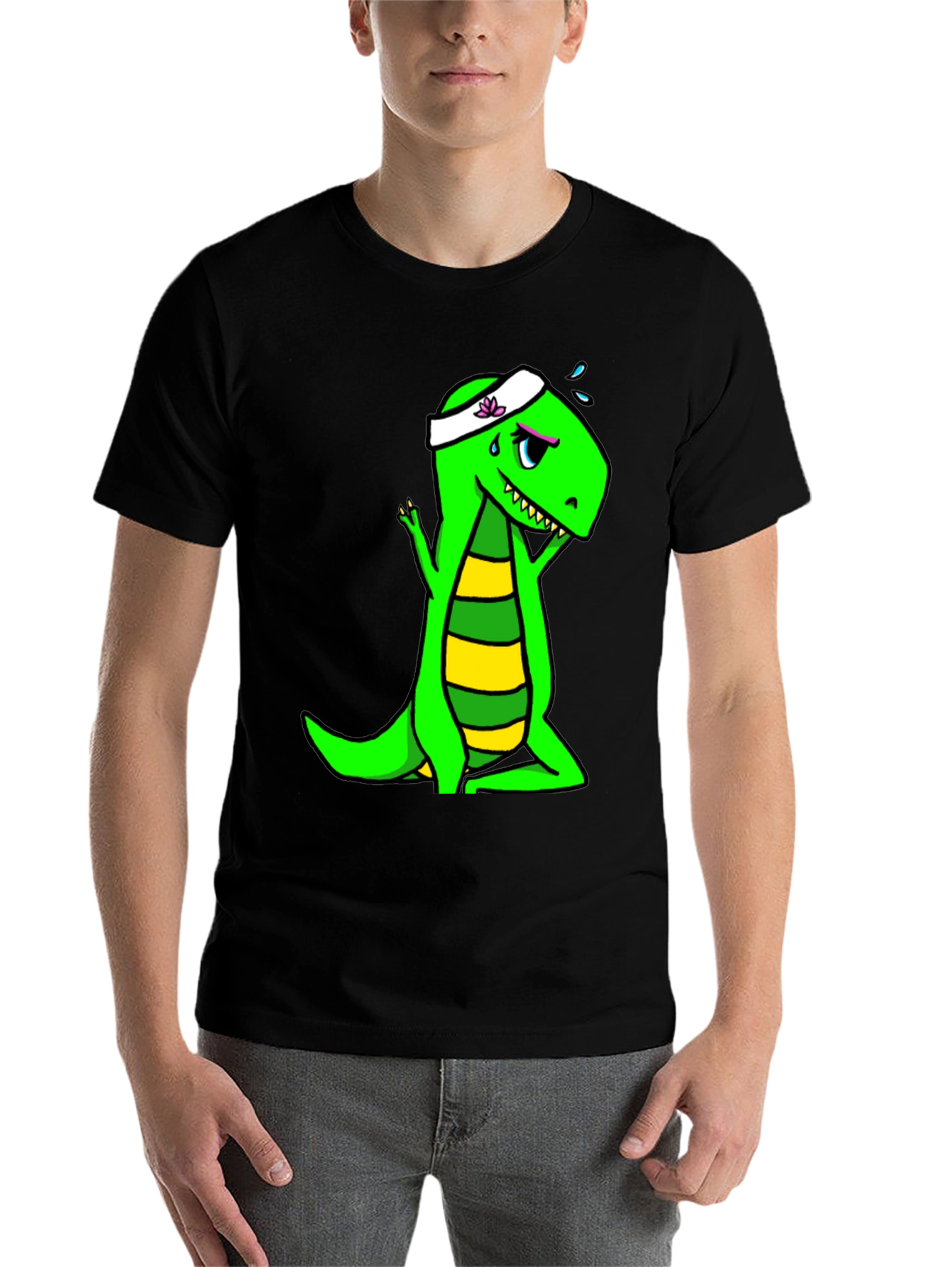 Black Dino Yoga Black T-Shirt view 7